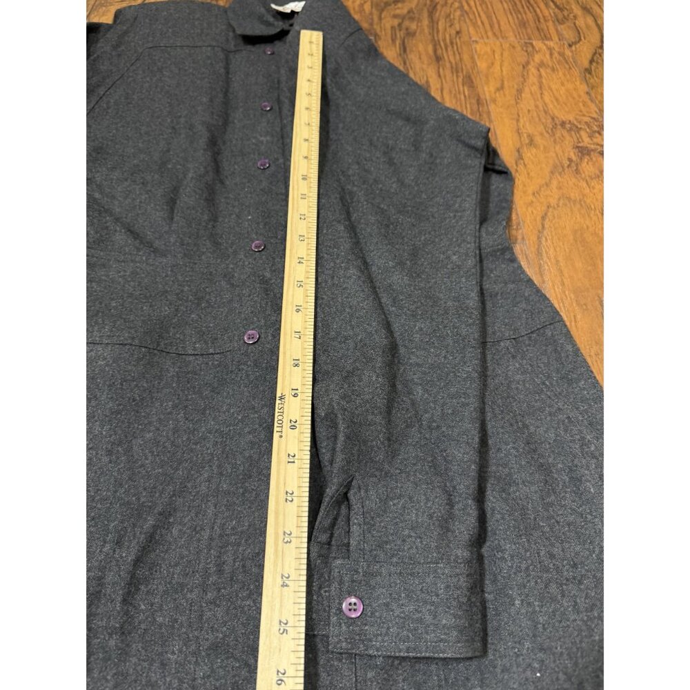 Vintage Ambria Womens 12M 100% Worsted Wool Flannel Long Coat Dress Gray Classic - Picture 14 of 16